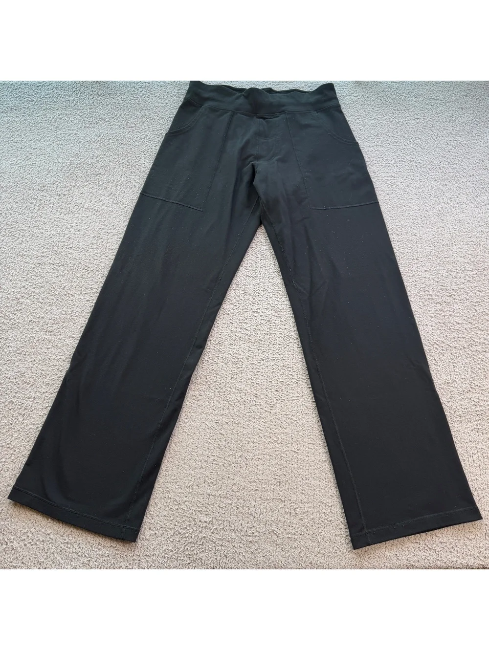Lululemon Wide Leg Yoga Pants Black Women's L Reg High Rise Stretch Pockets